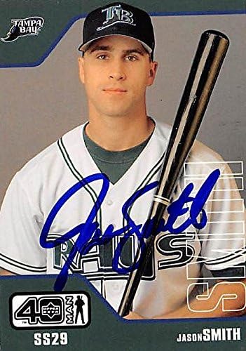 Sports Memorabilia Autograph Warehouse 247801 Jason Smith Autographed Baseball Card 2002 Upper Deck Fortyman No. 128 - Tampa Rays