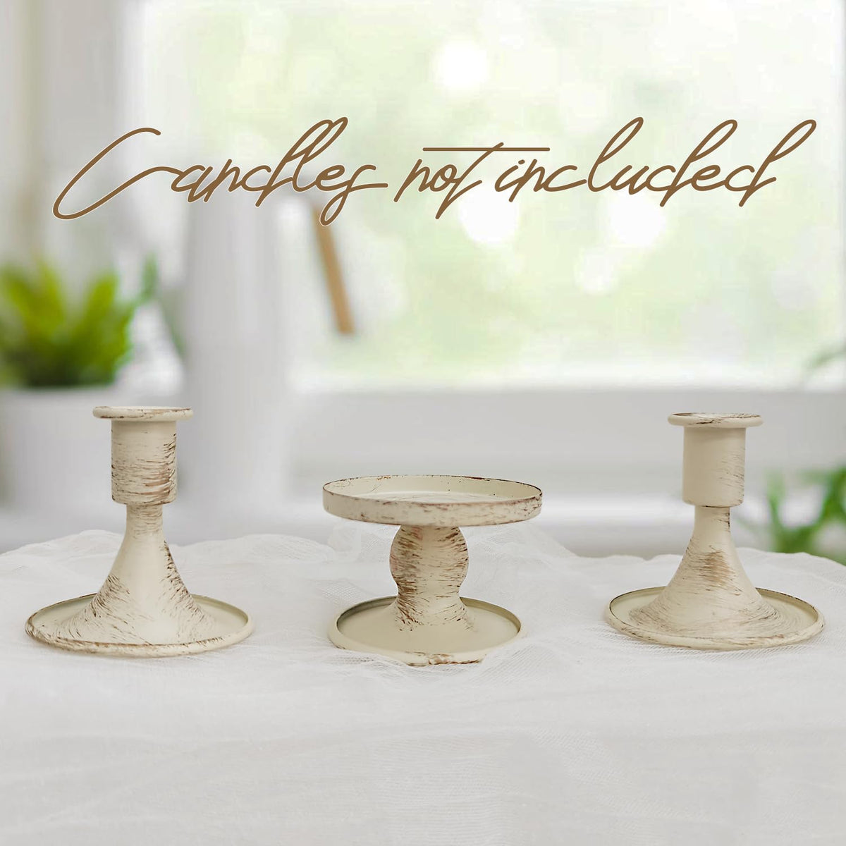 Unity Wedding Candle Holders - Taper Candle Holders for Pillar Candles, 3 Piece Metal White Unity Candlestick Holder โ Rustic Farmhouse Style Home Decor for Ceremony, Anniversary
