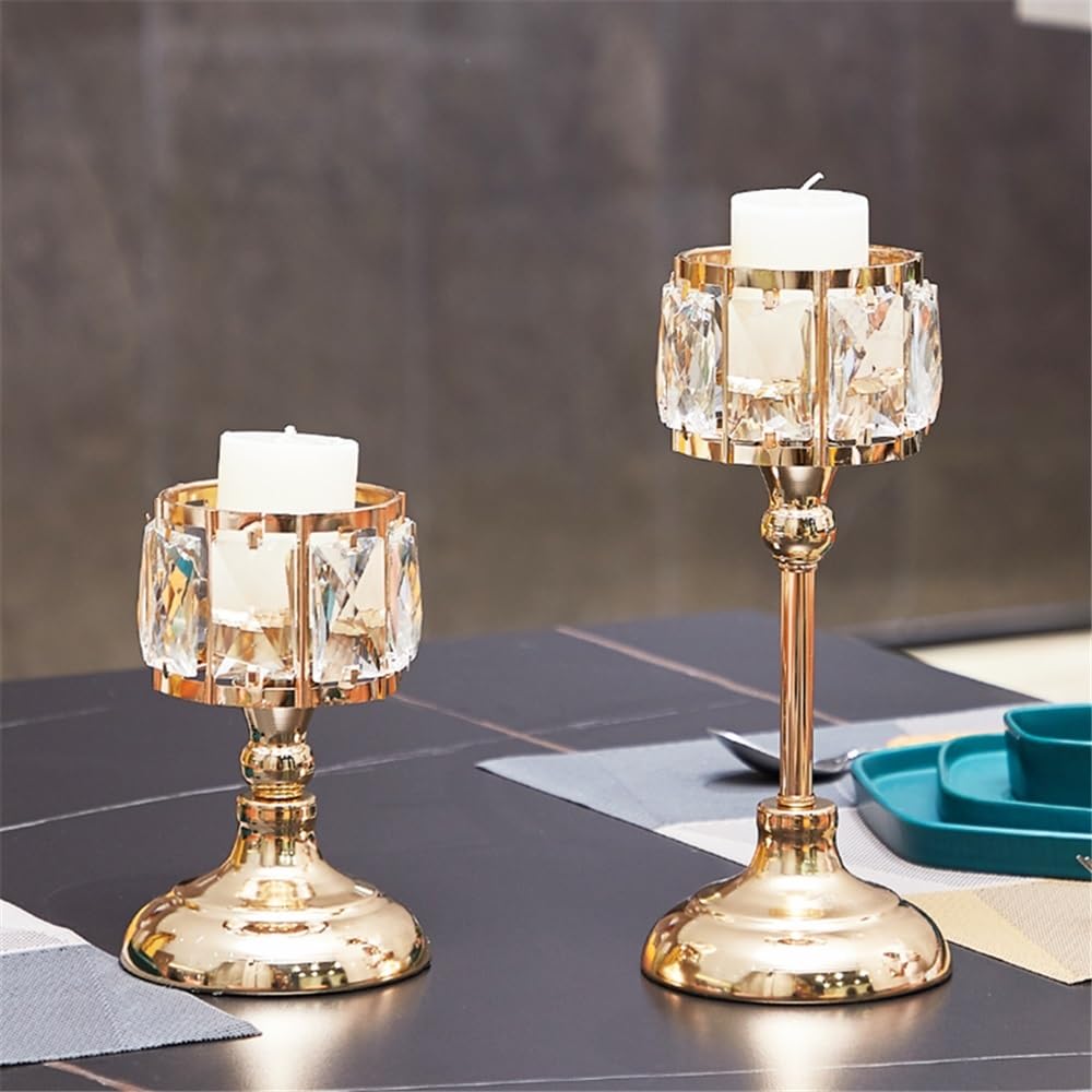 Candlestick Holders Simple Iron Glass Candlestick Modern Table Decoration Ornaments Candle Holder Candle Holders(Gold,Small)