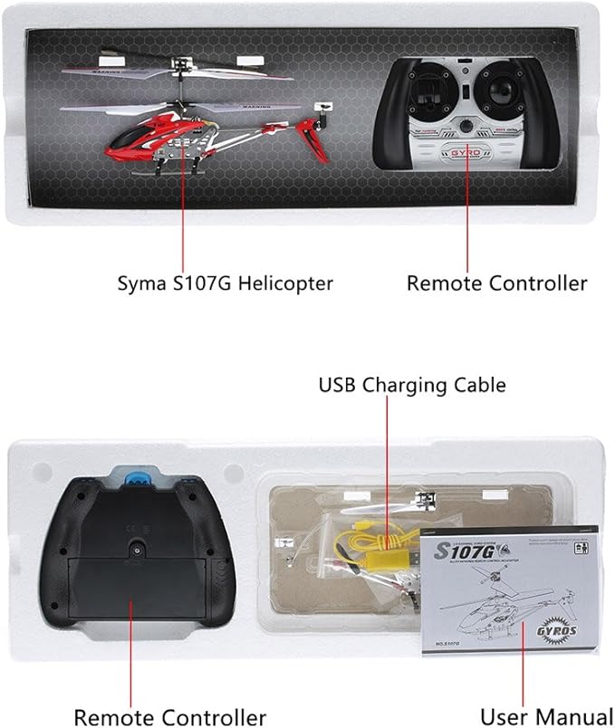 GoolRC Remote Control Helicopter S107/S107G RC Helicopters 3 Channel Mini Helicopter with Gyro for Beginners (Red)