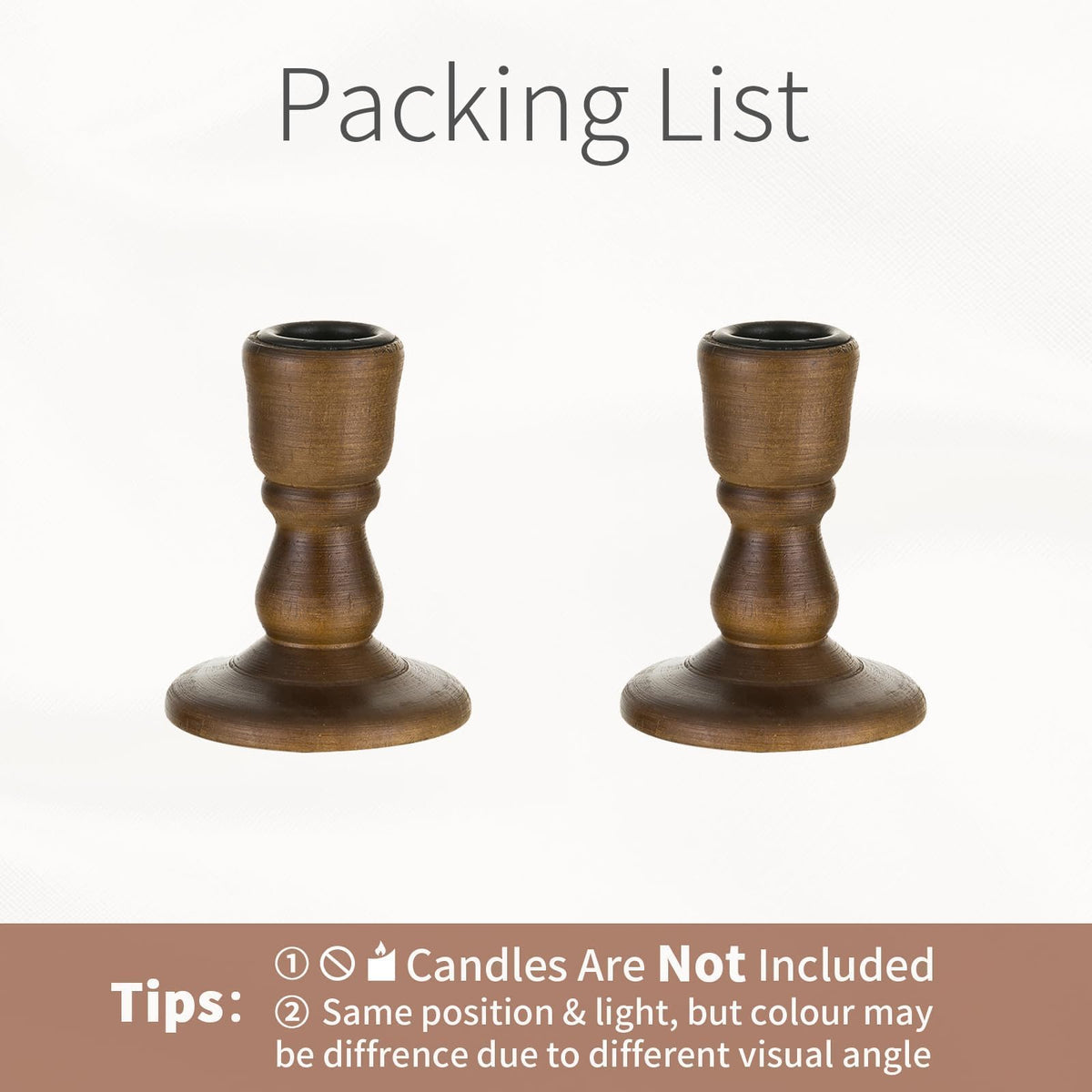 Inweder Wooden Taper Candle Holders: Wood Candlestick Holders Rustic Brown Farmhouse Fall Decor for Living Room Dinning Table Centerpiece Christmas Set of 2