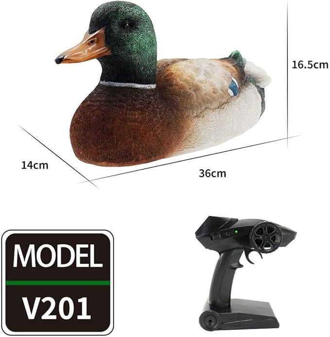 RC Duck Boat 2.4Ghz Hunting Motion Remote Control Duck Boat Waterproof for Swimming Pool & Pond & Garden Decor with 2 Battery