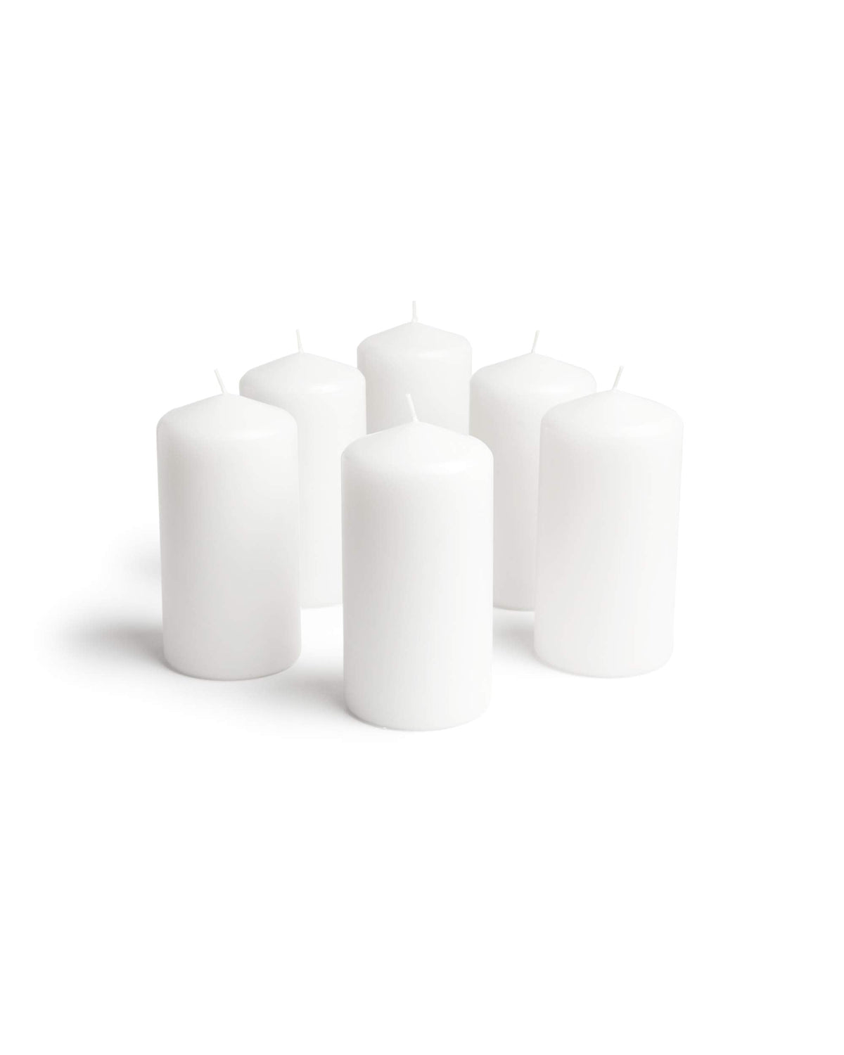 Cone Top Pillar Candles by Bask - Set of 6-3" x 6" Dripless Unscented Candles in White for Home Decor, Relaxation & All Occasions