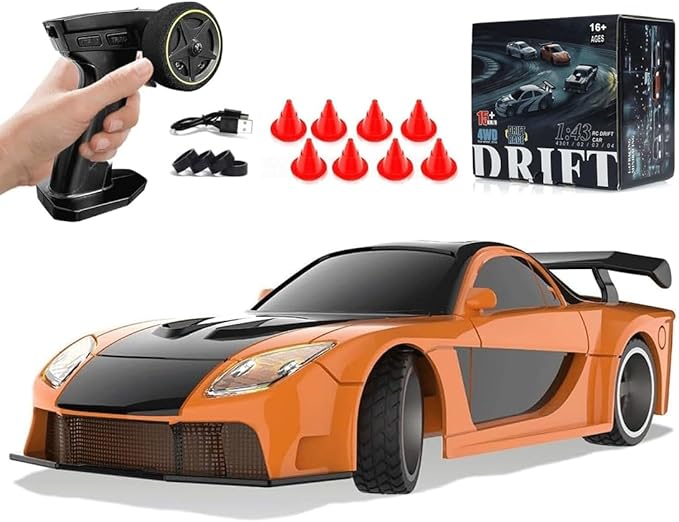 1:43 Scale Mini RC Drift Car with LED Lights Electric 2.4G Remote Control Racing Car Full Proportional 15KM/H High-Speed Vehicle for Hobbyists & Adults -RTR Version