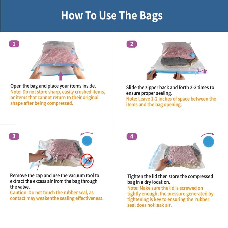 20 Pack Space Saver Vacuum Storage Bags for Clothing Travel, Vacuum Seal Compression Bags for Clothes, Packing, Luggage, Blankets, Comforters and Pillows, Electric Pump Included