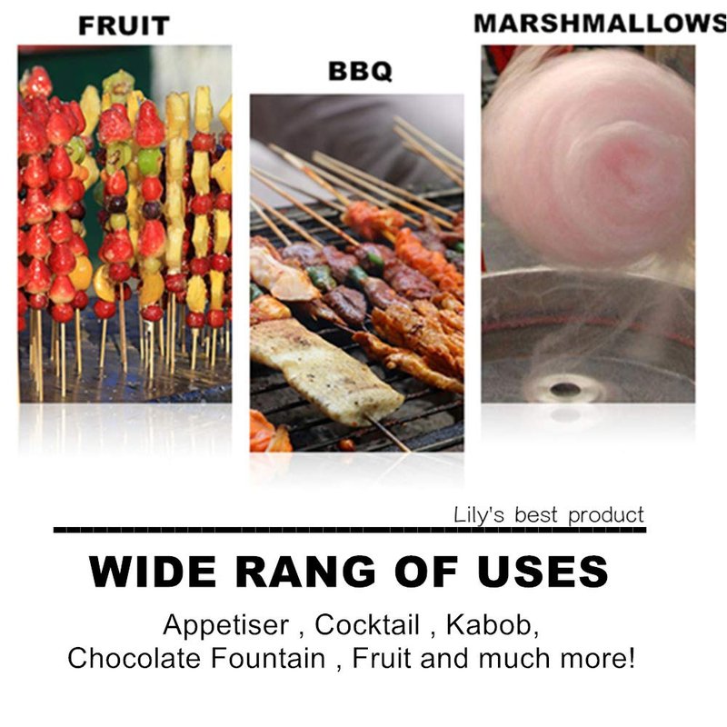 HOPELF 12" Natural Bamboo Skewers for BBQ,Appetiser,Fruit,Cocktail,Kabob,Chocolate Fountain,Grilling,Barbecue,Kitchen,Crafting and Party. Φ=4mm, More Size Choices 6"/8"/10"/14"/16"/30"(100 PCS)