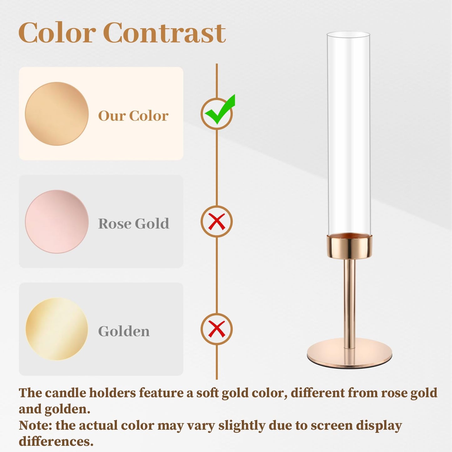 Gold Hurricane Candle Holders, Set of 6 Glass Taper Candlestick Holders Metal Candle Stands Bulk with Glass Cover for Dining Tables Wedding Candelabra Centerpieces Decor