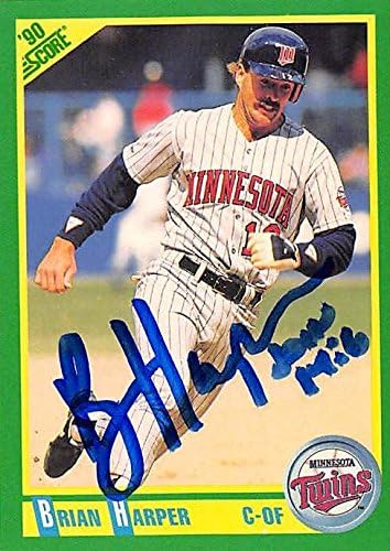 Autograph Warehouse 245763 Brian Harper Autographed Baseball Card - Minnesota Twins 1990 Score - No. 189