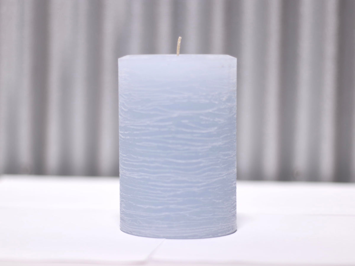 Modern Candle Design Large Unscented Rustic Nordic Pillar Candle Handmade in The USA (Ice Blue)