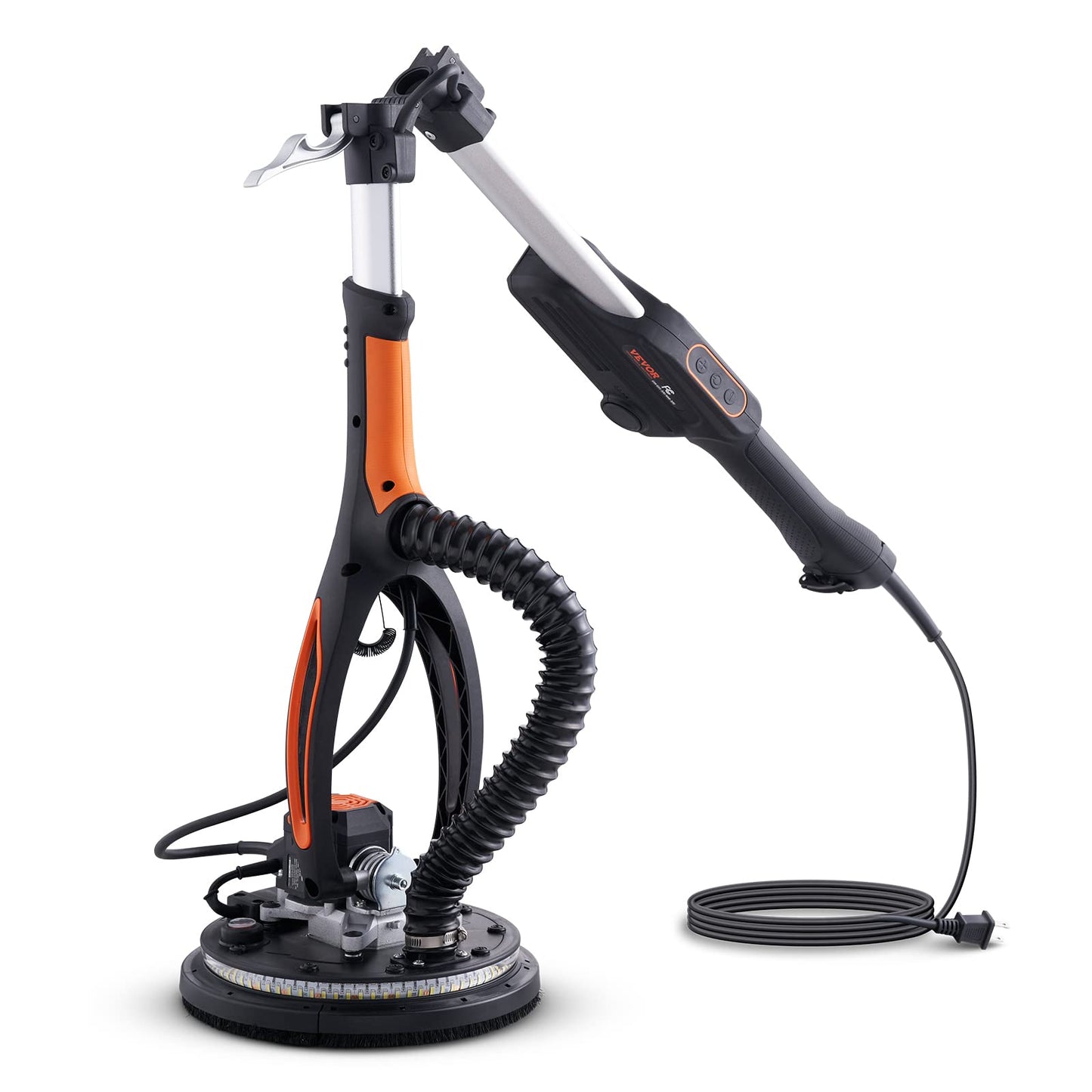 VEVOR Drywall Sander, 800W Brushless Motor Electric Sander, Variable Speed 1000-2300 RPM, Foldable Ceiling Sander with Double-Deck LED Lights, Extendable Handle, 12 Sanding Discs