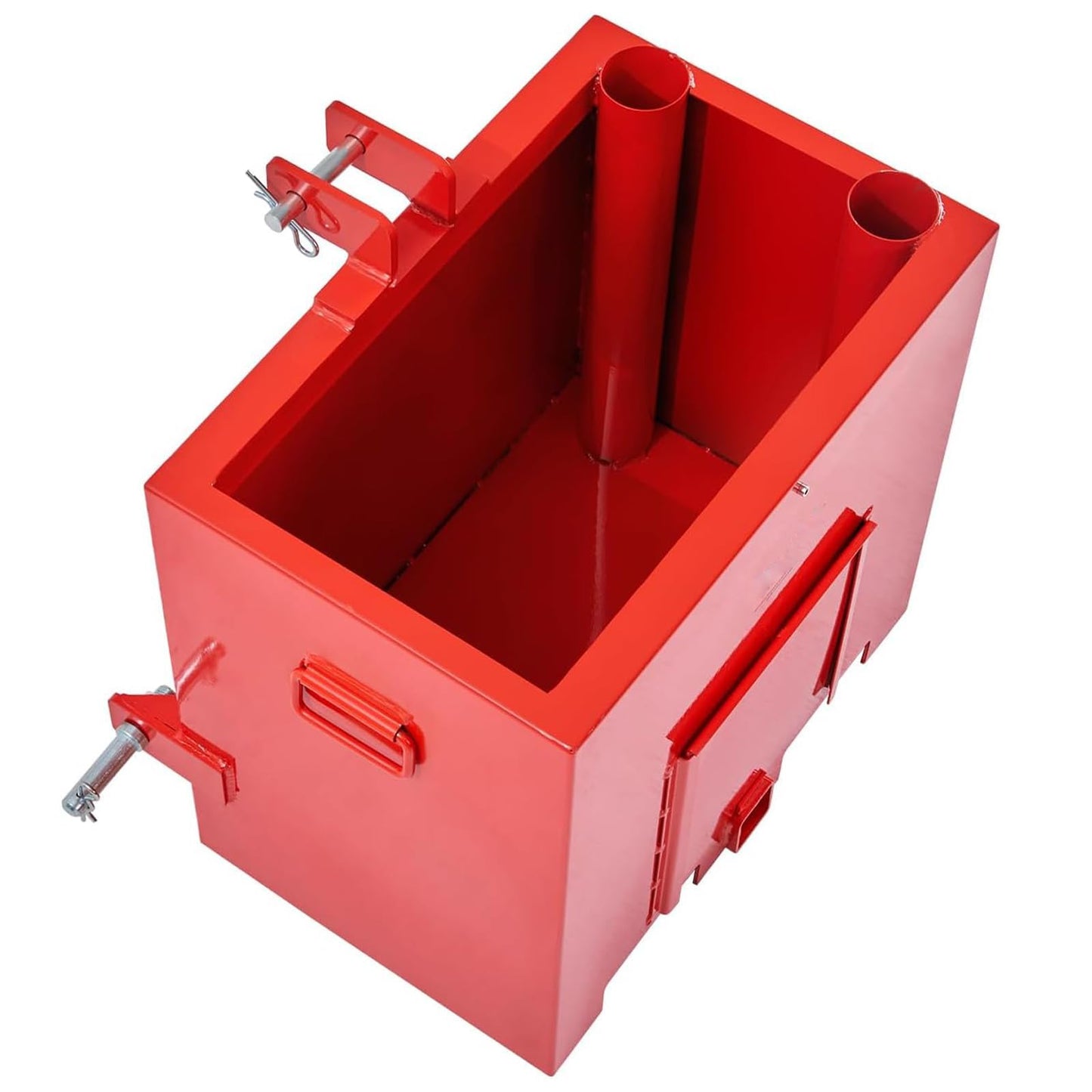 Tractor Ballast Box, 800LB, 5 cu.ft 3 Point Hitch Loader Attachment w/ 2" Quick Hitch Receiver, Sliding Door, Steel Weight Box Fits Category 0/1 Tractors, Skid Steers, Heavy-Duty, Red