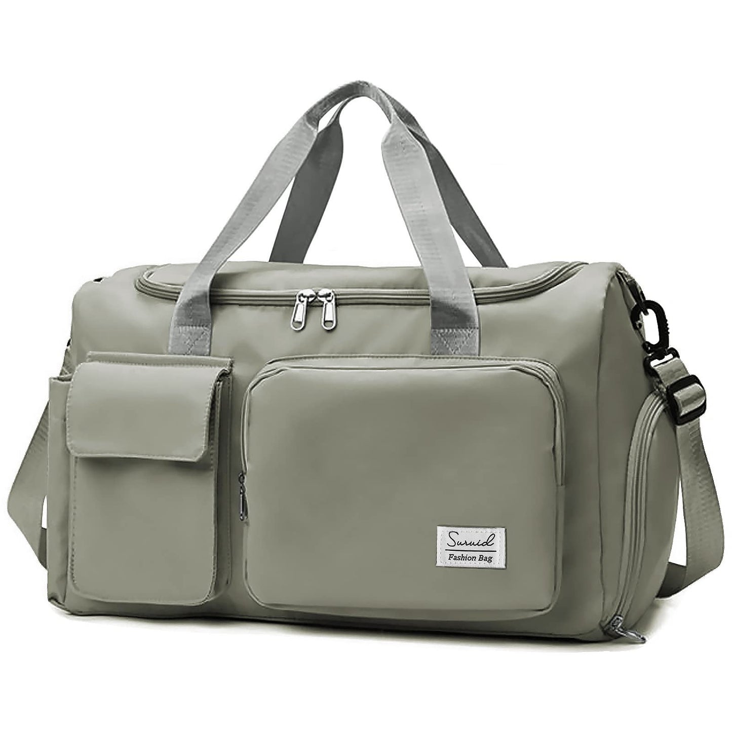 Suruid Sports Gym Bag with Shoes Compartment Travel Duffel Bag with Dry Wet Separated Pocket for Men and Women, Overnight Bag Weekender Bag Training Handbag Yoga Bag - Dark Gray