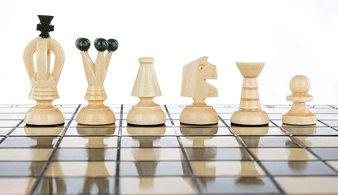 Chess and games shop Muba Beautiful Handcrafted Wooden Chess Set with Wooden Board and Handcrafted Chess Pieces - Gift idea Products (12.5'' (32 cm) Green)