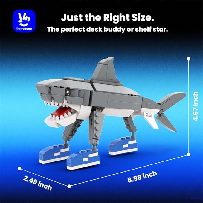 Shark Building Set Italian brainrot Toy Viral Meme Shark Building Kit Poseable Tralalero Tralala Toy for Kids Ages 6+ Creative Gift with Adjustable Jaw & Tail