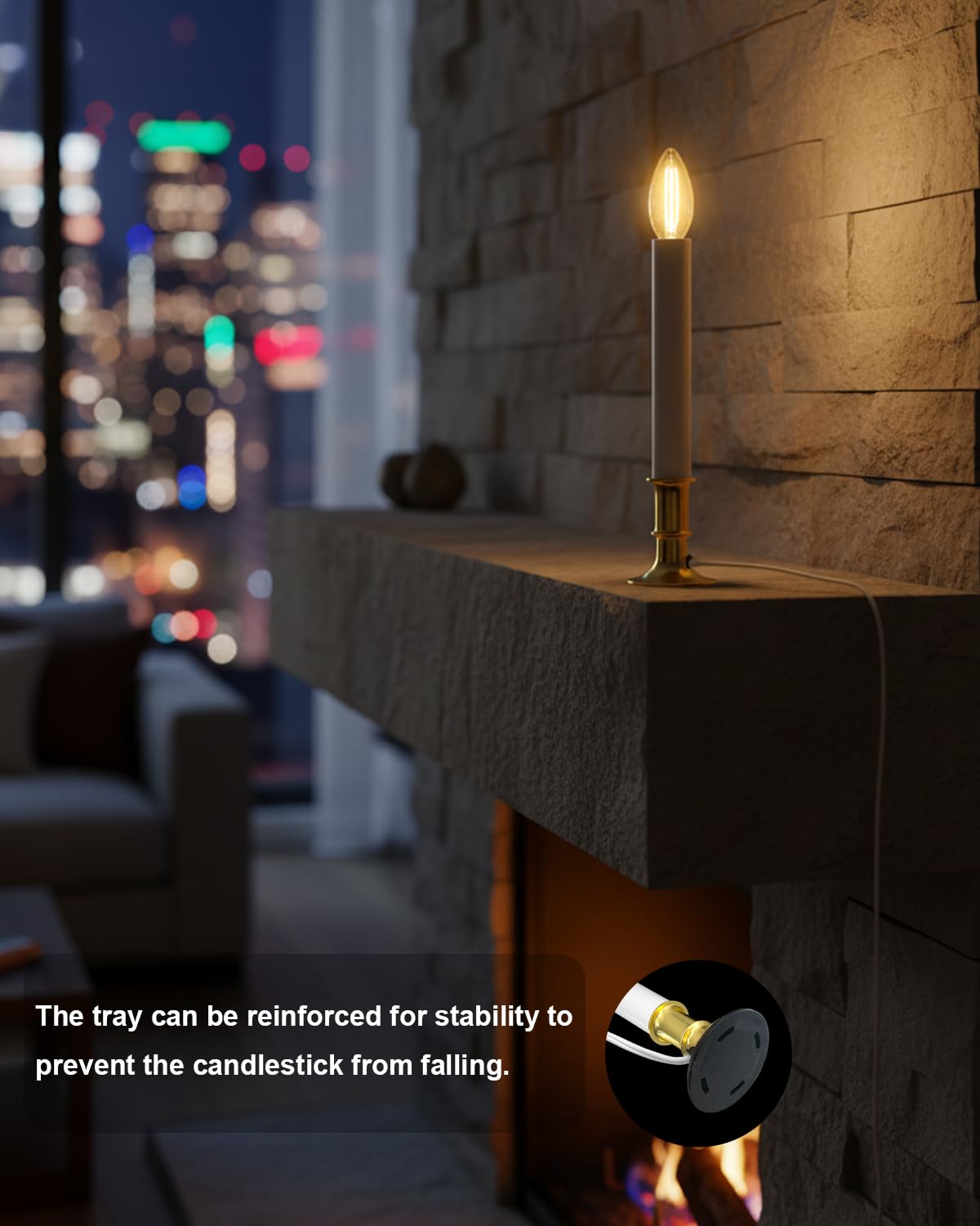 SUNSGNE Christmas Electric Window Candle Lights with Auto Sensor, Dusk to Dawn Candle Lamps with Gold Plated Base, 9'' Plug in Candle Lights with 0.6W LED E12 Bulbs for Window Table Decor, 4 Pack