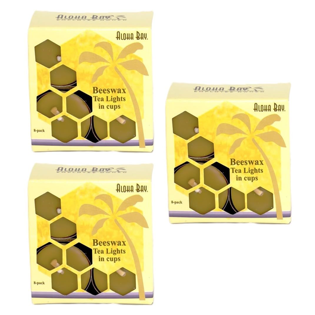 Pure Beeswax Tealight Candles | 24 Count | 5- Hour Extended Burn Time | Perfect for Meditation, Purification, Fragrance, Home Deco | Chemical Free | Premium Quality | Aloha Bay