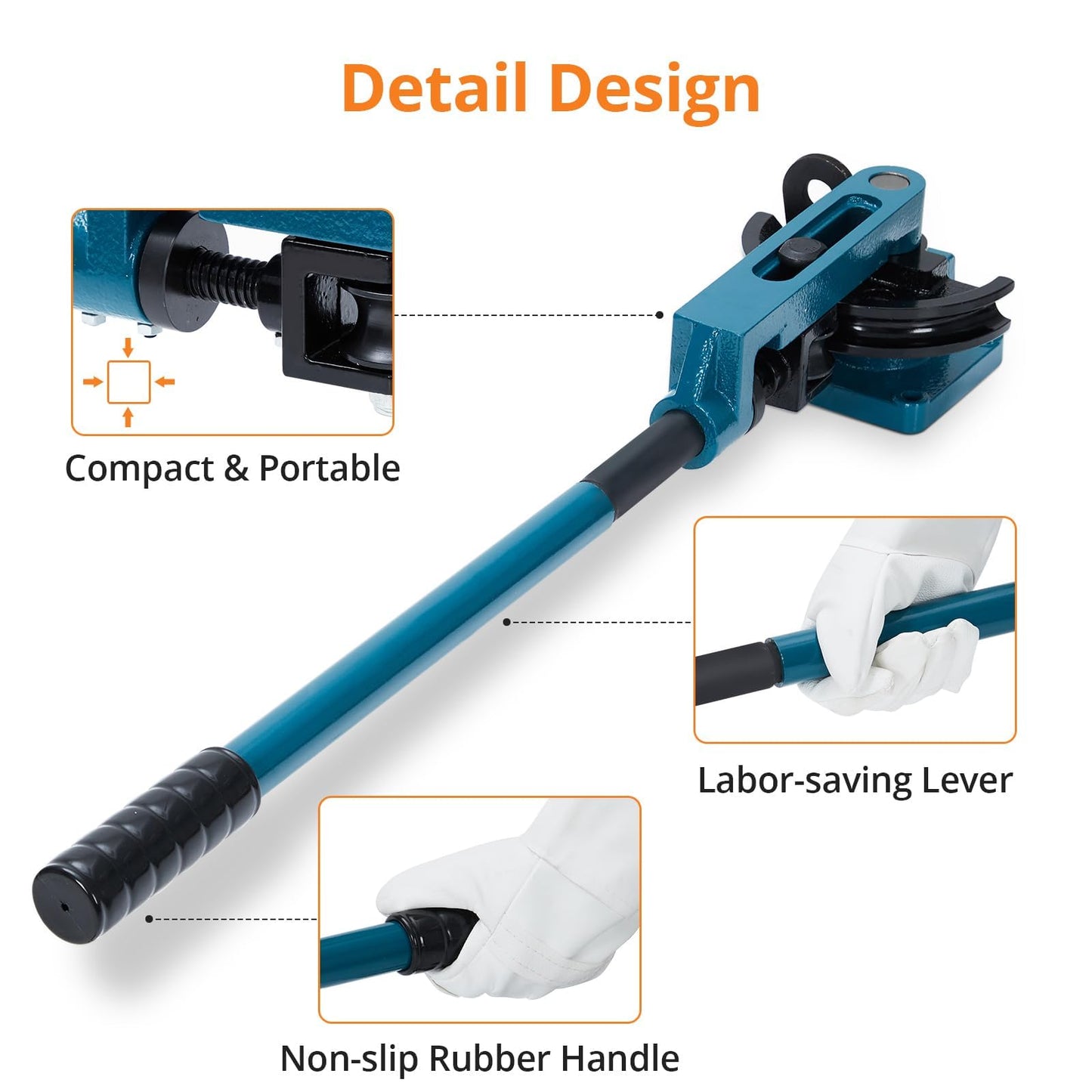 Heavy Duty Steel Metal Tube Bender for Easy and Fast Bending - Tube Cutter and 7 Sturdy Dies Included,Ideal for Repair Shops 3/8" to 1" Manual Tube Bender 0-180° Easy and Fast Bending