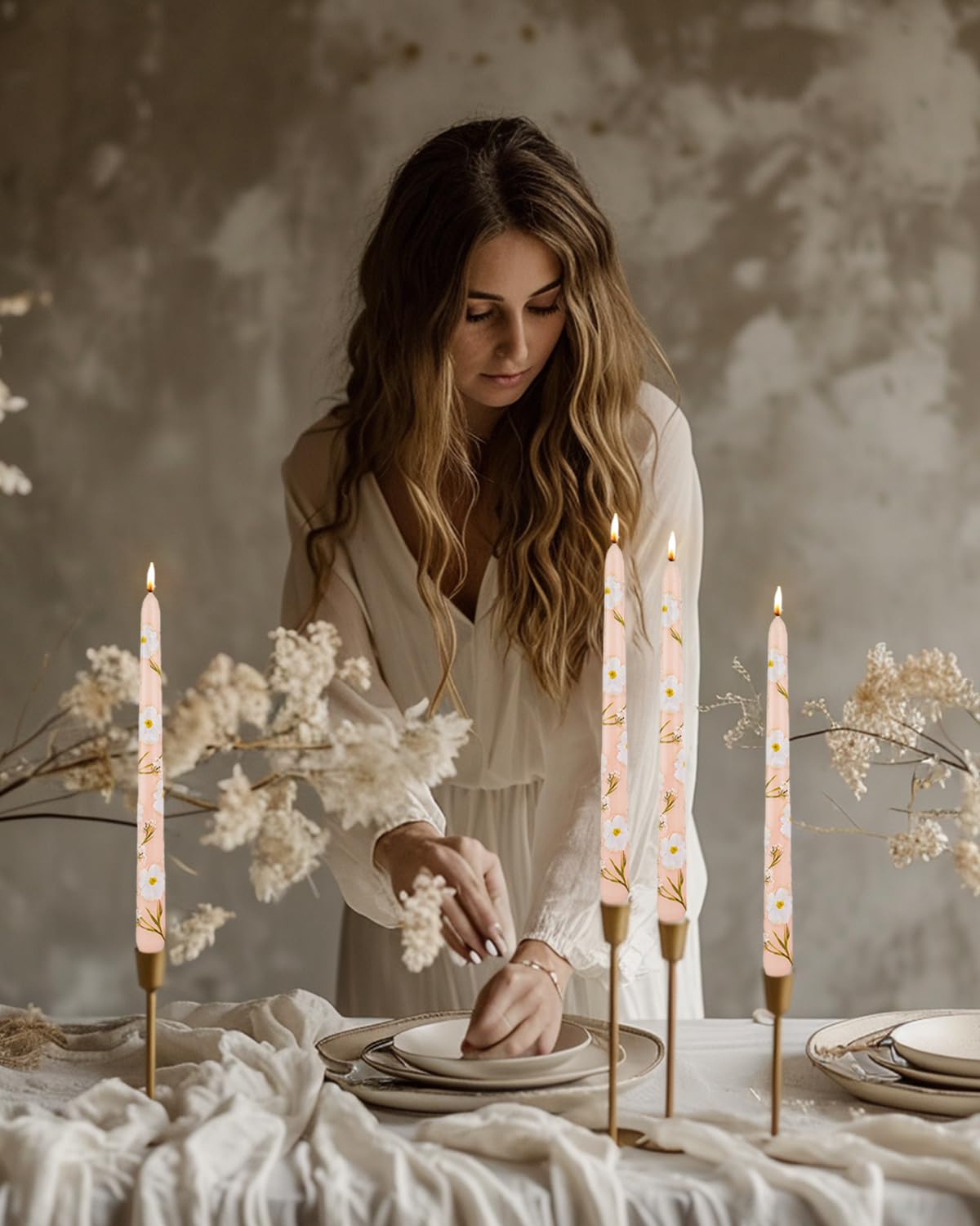 Ivory Taper Candle 10 Inch Candlesticks Unscented Dripless Yellow Lemon Tapered Candle Set for Lemon Decor Wedding Party Dinner Candles, 4 Pack