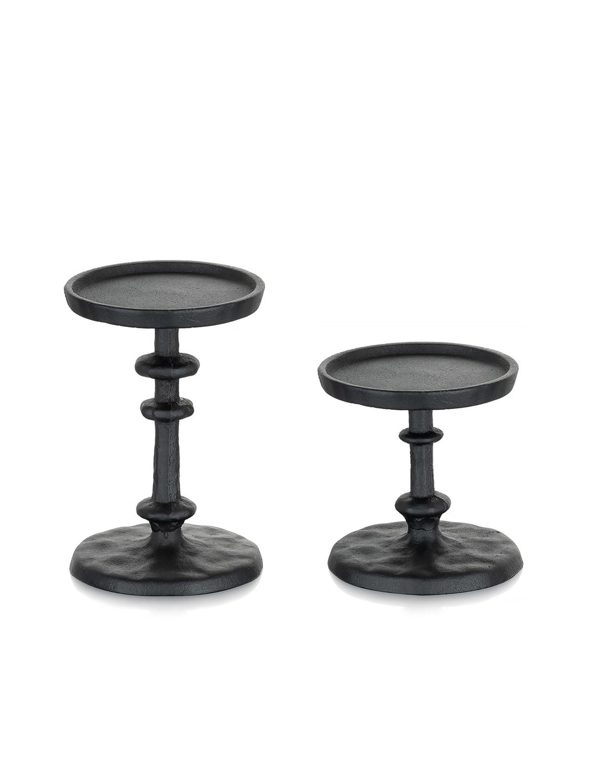 NUPTIO Pillar Candle Holder Black: Solid Cast Iron Candle Stand for 3 Inch Pillars - Handcrafted Hammered Candleholder for Thanksgiving Christmas Fireplace Mantle Decor