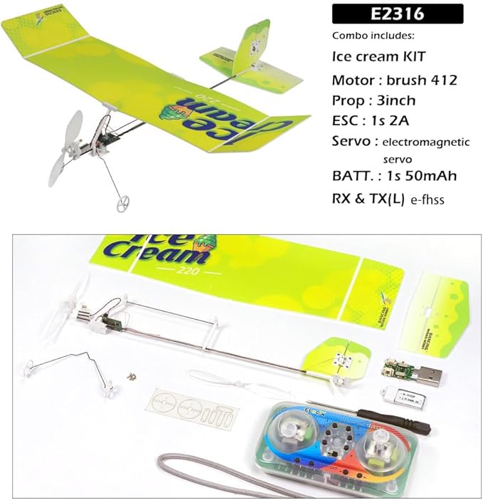 Upgrade E23 ICE Cream Foam Airplane Model 220mm Wingspan 2.4GHz 3CH PP Foam Mini Indoor RC Airplane RTF