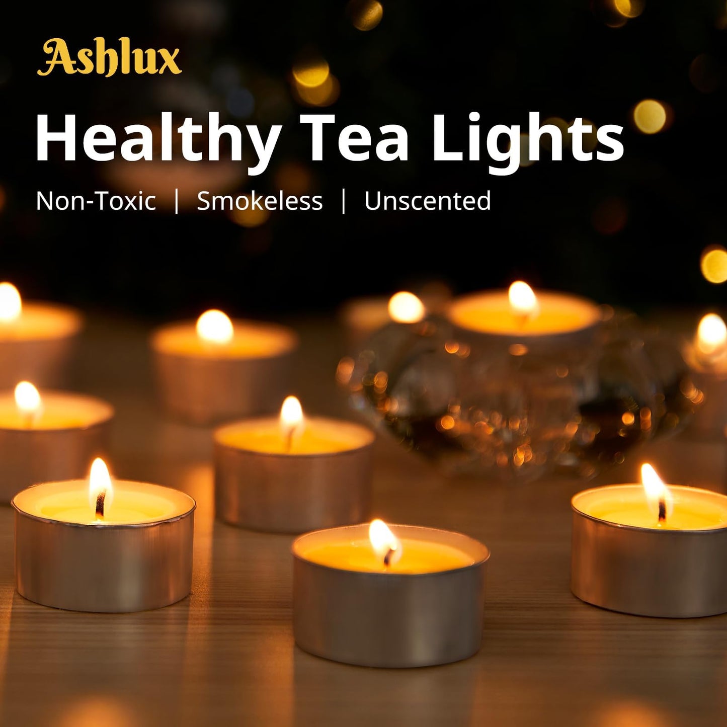 Ashlux 4H Palm Tea Lights Set |Unscented Dripless Smokeless Clean Burning Long Lasting Candles for Wedding Home Decor Dinner Church Holi