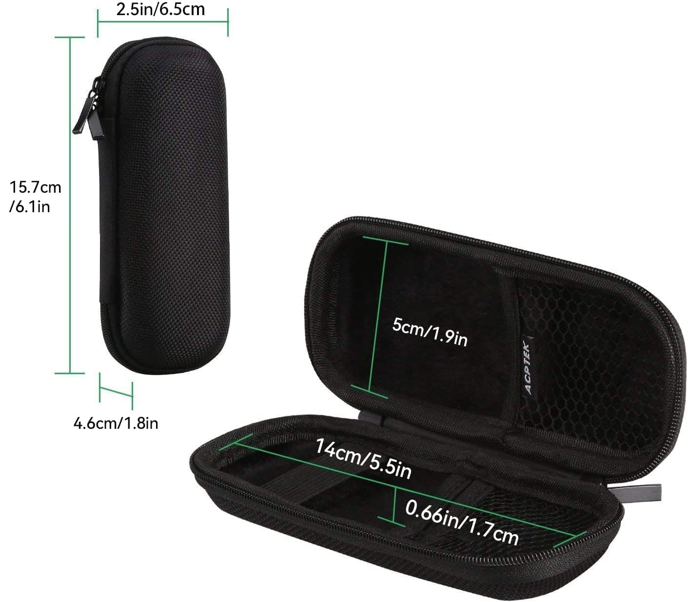 AGPTEK Carrying Case, EVA Zipper Carrying Hard Case Cover for Digital Voice Recorders, MP3 Players, Storage Holder for 3D Printing Pen, USB Cable, Earphones, Memory Cards, U Disk, Black