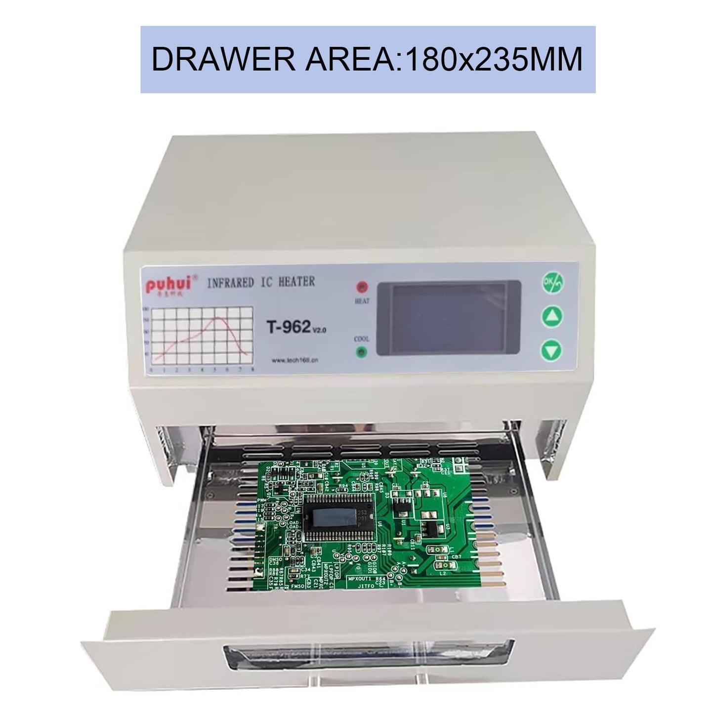 800W Reflow Oven,T-962 Reflow Soldering Station, PCB Board SMD SMT BGA Rework Station Tool With Hot Air Circulation Reflow Oven