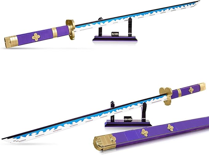 HIGH GODO Anime Cosplay Swords Building Set 936 Piece One Purple Enma Zoro Sword 38.8IN with Scabbard and Bracket for Adults Teens 14+ (Roronoa Zoro Yamato Sword)