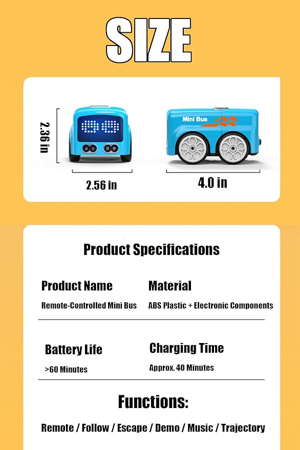 Magic Mini Bus Follows Line Car Inductive Mini Interactive Cars Follows The Line Intelligent Line Tracking System with Dynamic LED Expressions Educational STEM (White)