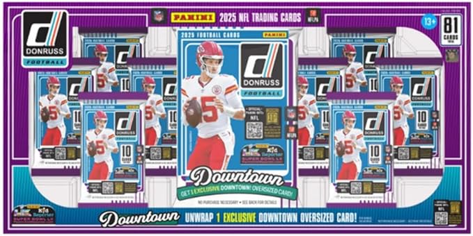 Donruss NFL Trading Cards 2025 Downtown Collection 81 Cards Oversized Card Pack