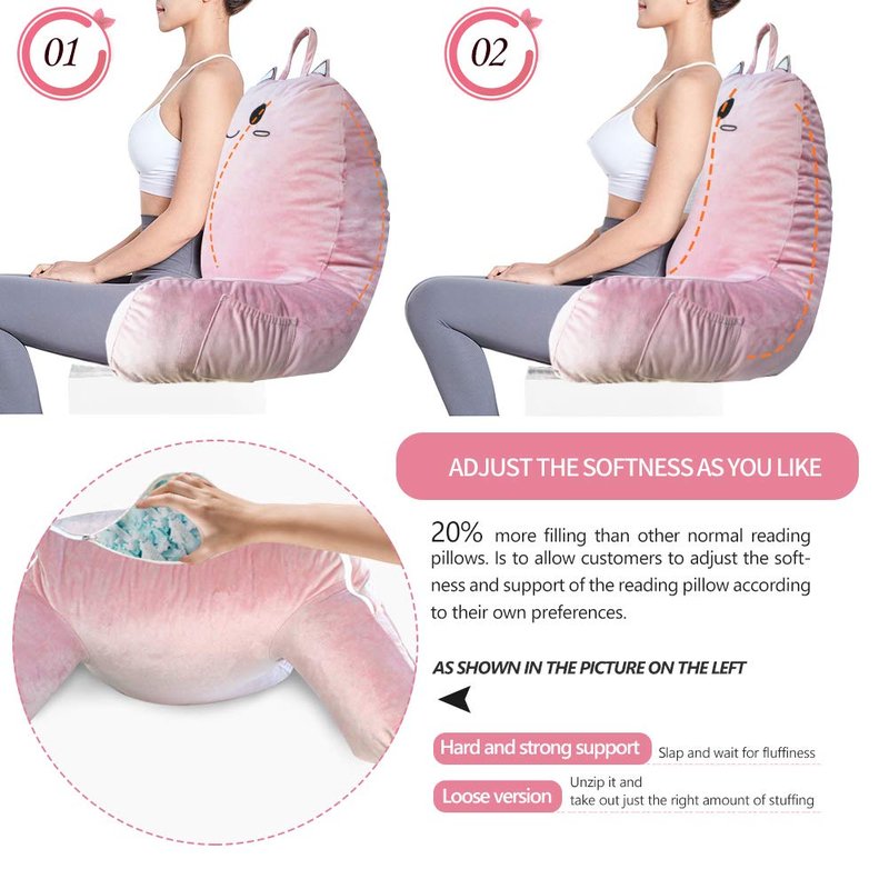 SUNSIDE Kitty Reading Pillow,Detachable Back with Arms for Sitting Up Bed