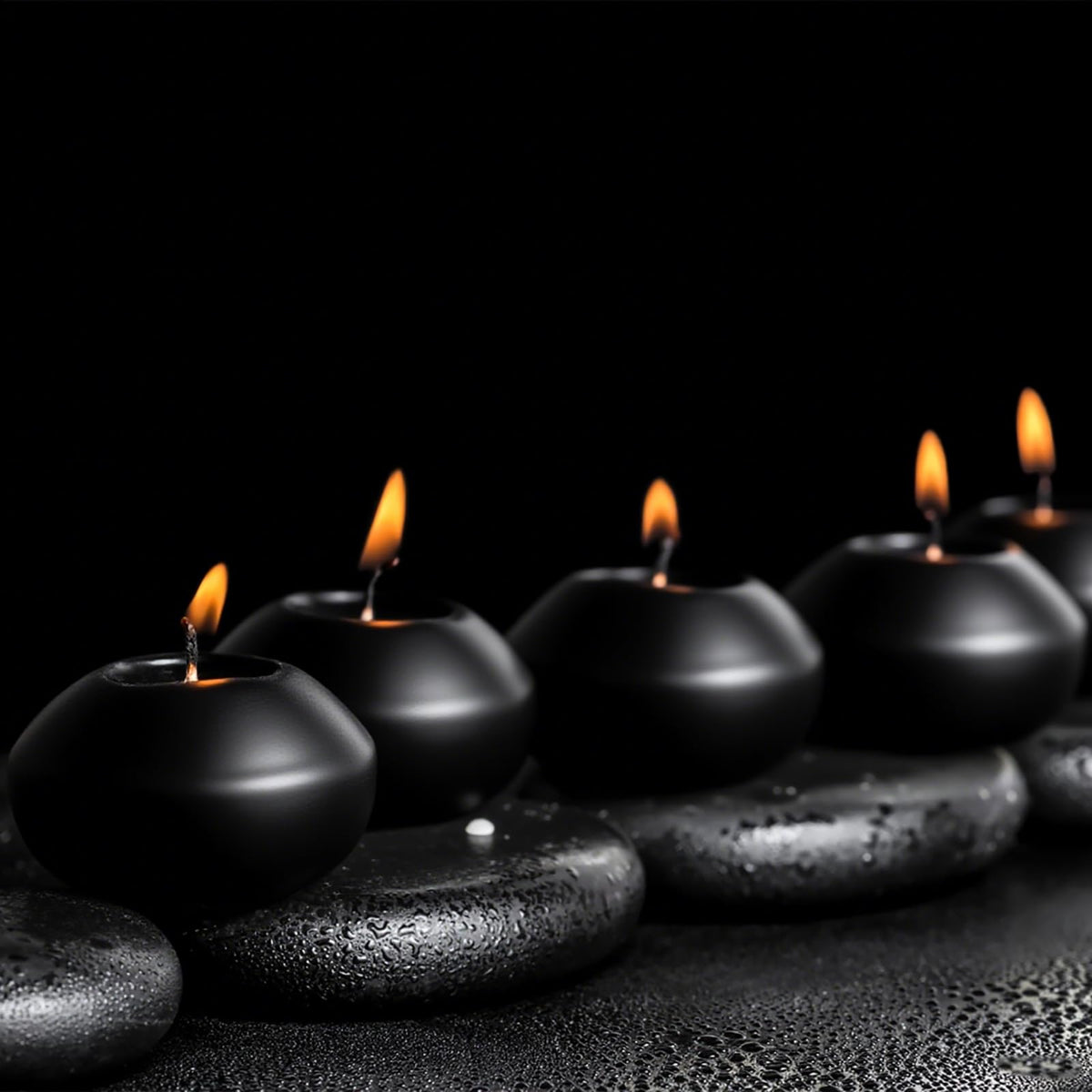 Black Floating Candles 3 inch 12 Pack - Floating Candles for centerpieces - Wedding Decor - Burning Time 8-10 Hours
