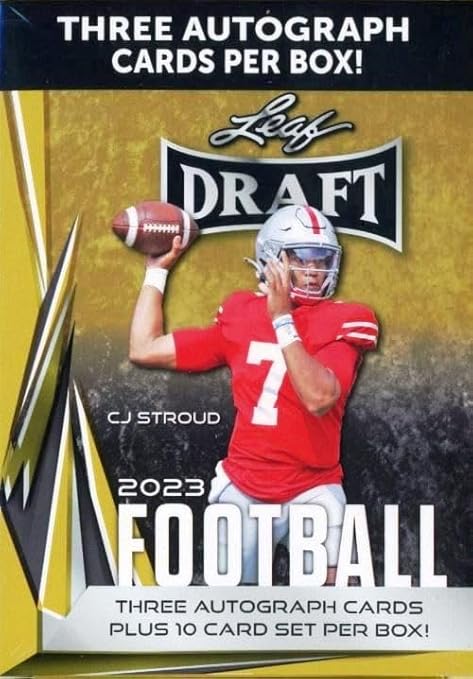 2023 Leaf Draft Football EXCLUSIVE GOLD Factory Sealed Blaster Box with (3) AUTOGRAPHS & 10 Cards with ROOKIES of Bryce Young CJ Stroud Drake Maye Bijan Robinson Anthony Richardson & More!