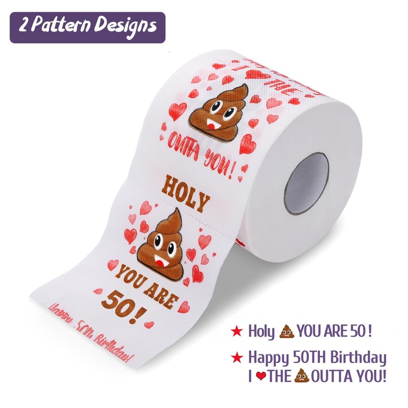 50th Birthday Gifts for Women, Men, Her, Him - Happy Prank Toilet Paper - 50th Birthday Decorations, Party Supplies Favors - 50 Years Old Funny Gag Gift Ideas, Novelty Bday Present for Friends, Family