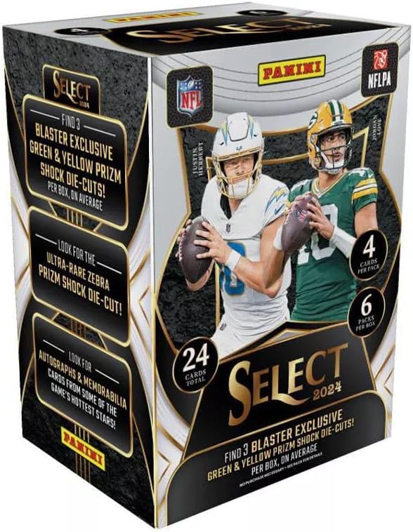 2024 Select Football Blaster Box (24 Cards/Box) Look for Green & Yellow Prizm Shock Die Cuts!