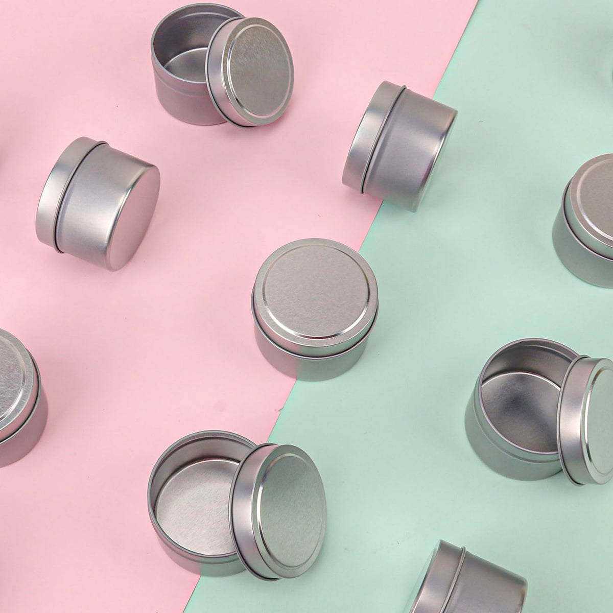 IHDYPPEW 48 Pack 4 oz Silvery Candle Tins with Lids, Empty Tin Candle Jars for Making Candles, Party Favors, Spices, Jewelry, Cosmetics