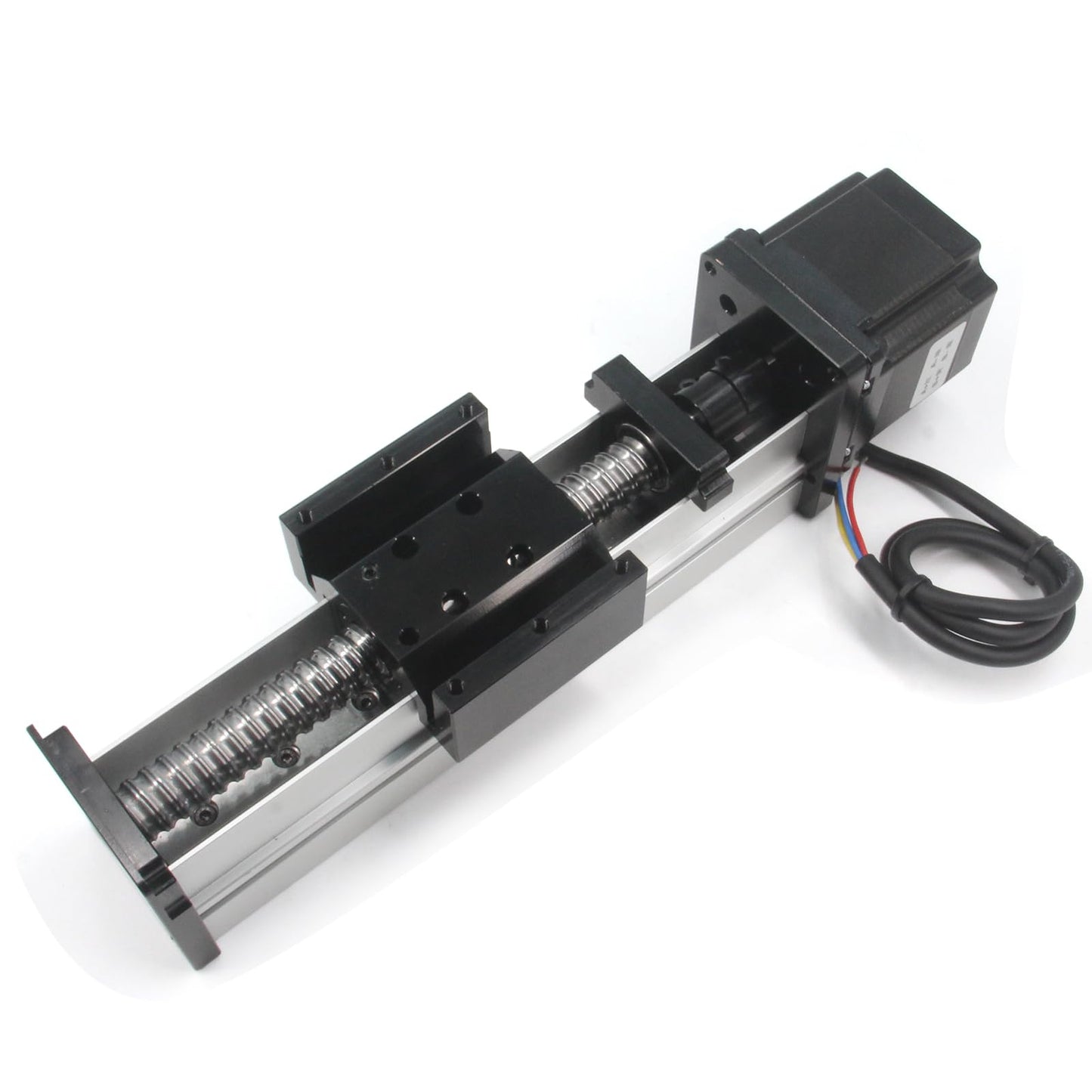 Zeberoxyz Fully Enclosed Linear Rail Guide Ballscrew SFU1605 with Square Linear Rails with NEMA23 Stepper Motor, 100mm Effective Stroke Length for CNC Router Parts (Size:100mm)