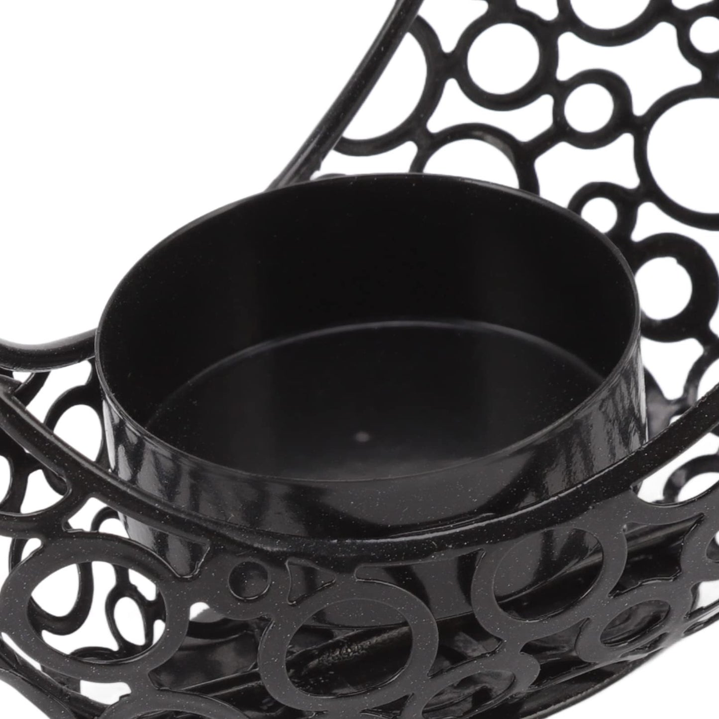BSTiltion Moon Candlestick Holder Iron Hollowed Candle Holder with Elegant Design for Home Decor Wedding Christmas Decoration (Black)