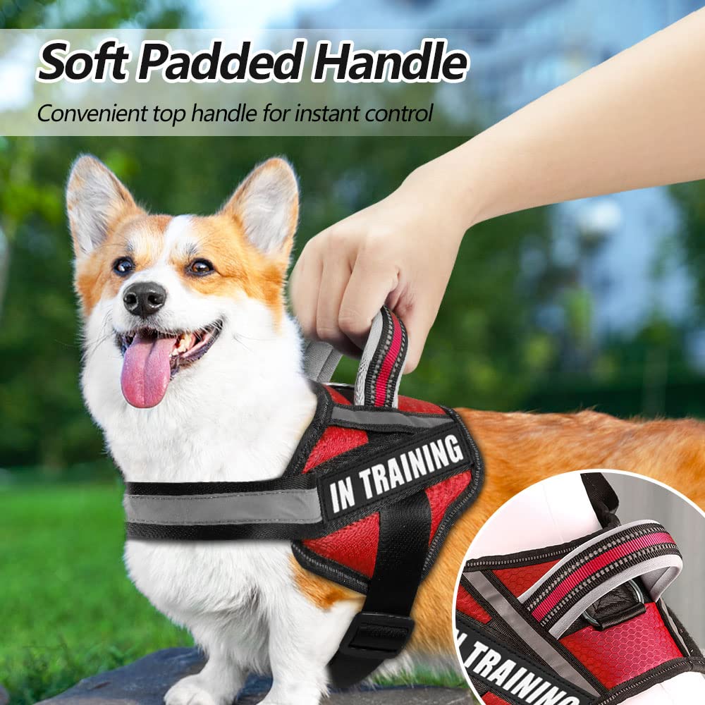 Dog Vest Harness and Patches Set, Animire in Training Service Dog Harness with 10 Dog Patches, Reflective Dog Vest with Handle for Small, Medium, Large, and Extra-Large Dogs