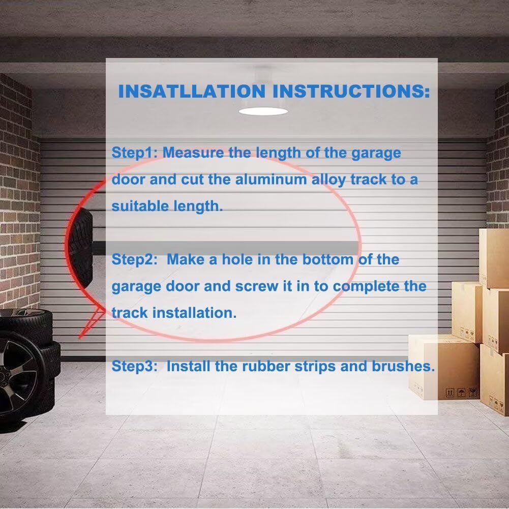 Duzzy Universal Garage Door Seals Kits, Weatherproofing Garage Door Seals Bottom Rubber with Brush and Aluminum Track Retainer Base Kit, U Shape+O Ring Heavy Duty Weatherproof Parts Kits (16.5 Feet)