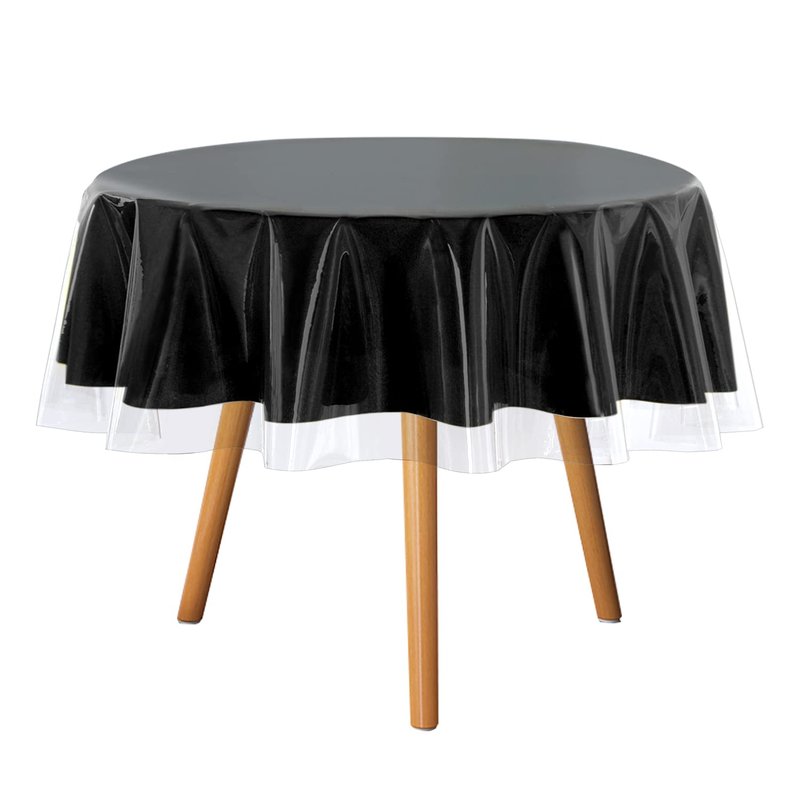 sancua Clear Plastic 100% Waterproof Round Tablecloth - 54 Inch - Vinyl PVC Table Cloth Protector Oil Spill Proof Wipe Clean Table Cover for Dining Tables, Parties & Camping, Crystal Clear