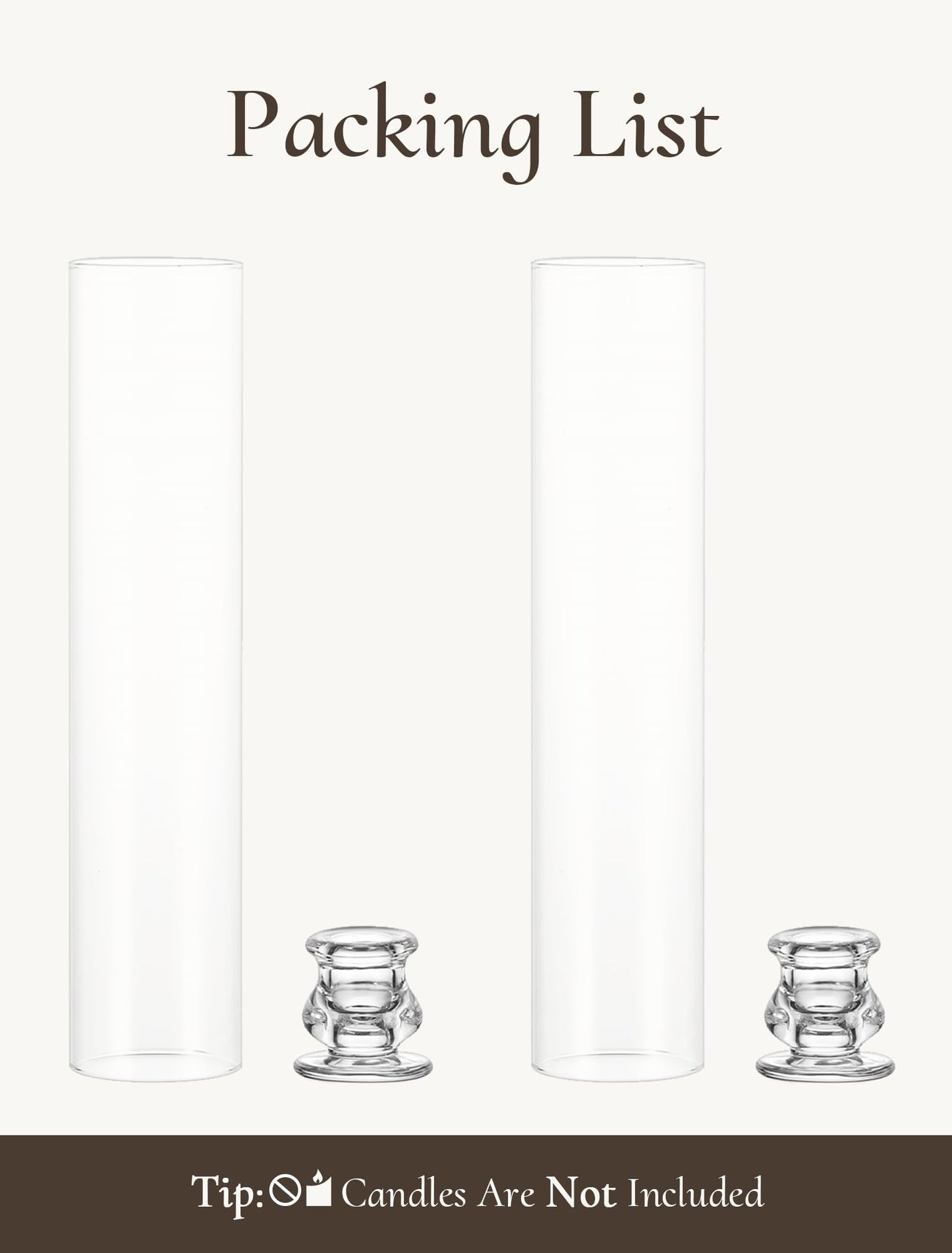 Inweder Glass Hurricane Candle Holder: 12" Tall Candlestick Holder with Cylinder Windproof Cover Clear Taper Candle Holders for Wedding Party Birthday Christmas Home Decor Set of 2