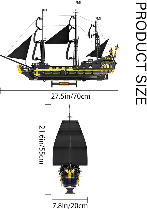 SEMKY Pirate Series Black Devil Pirate Ship MOC Building Blocks and Engineering Toy(2076 Pieces)