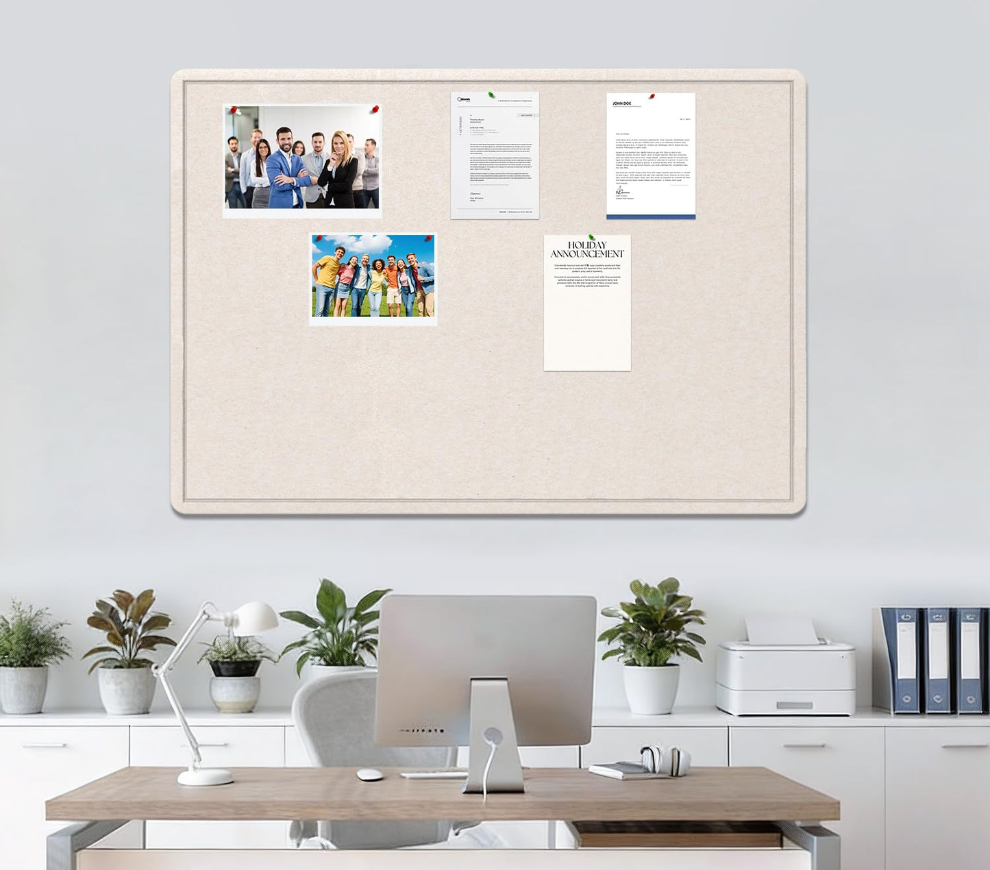 Extra Large Bulletin Board, 95 X 47 inches Cork Board with 30 Pushpin, 8' x 4' Felt Cork Board Notice Pin Board, Self-Adhesive Vision Board Mood Board Foldable Photo Board for Wall - Oatmeal