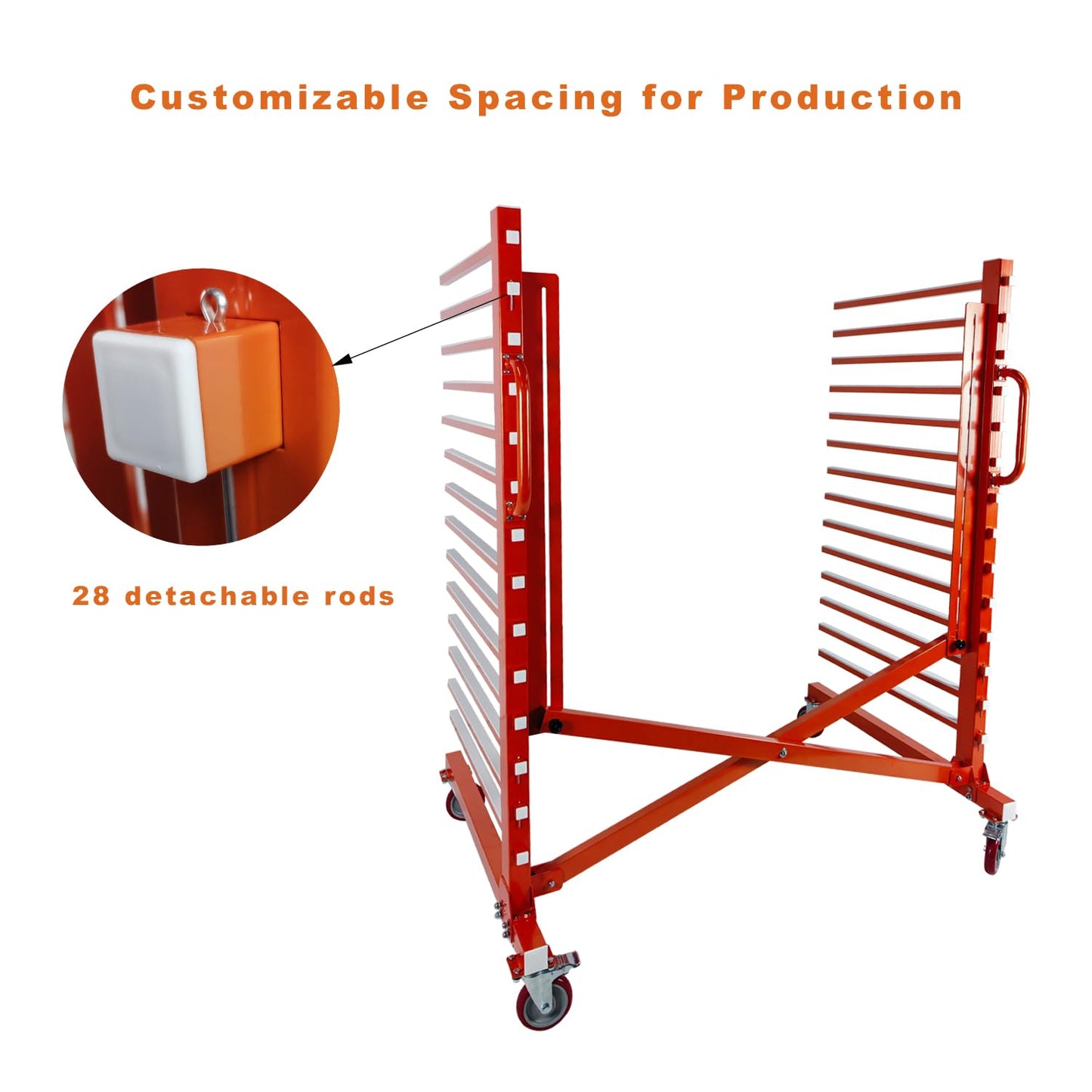 GONGJIANG Adjustable 15-Shelf Paint Drying Rack with Casters, 12"-58" Width, 110 lbs Capacity Per Tier, Space-Saving Metal Storage Rack for Cabinet Doors, Art Panels, Workshop