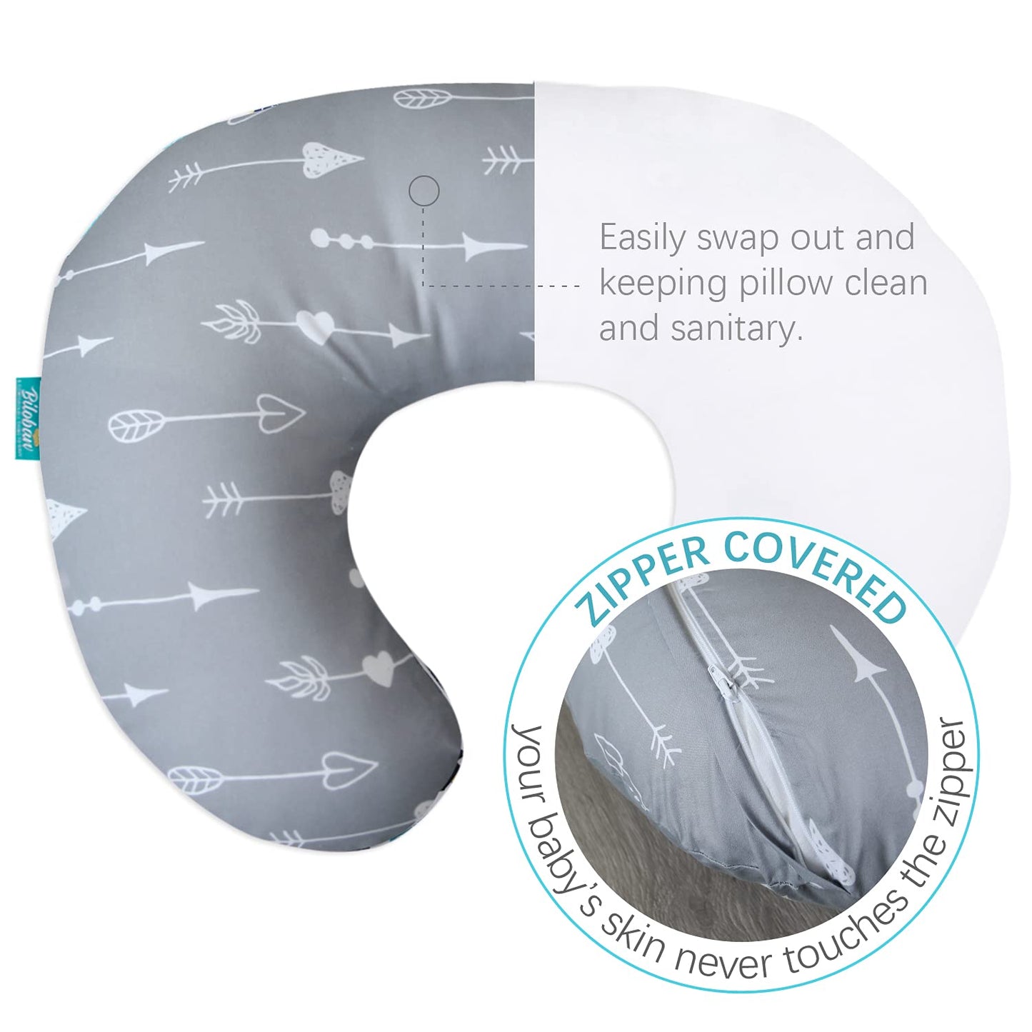 Biloban Nursing Pillow Cover 2 Pack for Breastfeeding Pillow, Ultra Soft and Cozy Nursing Slipcovers, Snug Fits for Boppy, Perfect Choice for Mom