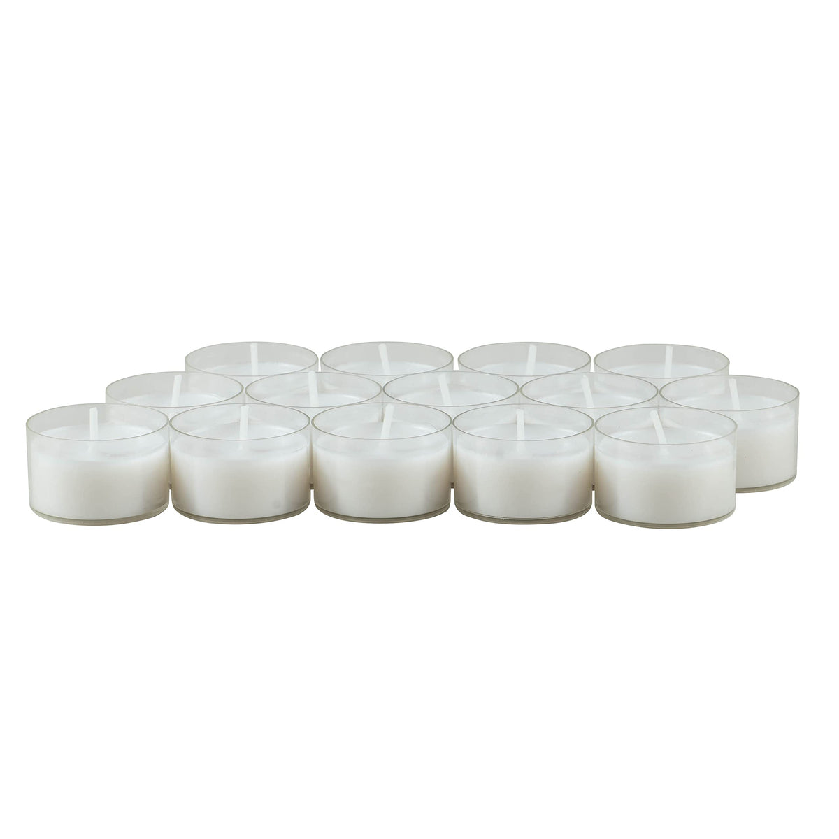 Stonebriar 48 Count White Unscented Smokeless Long Burning Clear Cup Tea Light Candles with 6 to 7 Hour Burn Time
