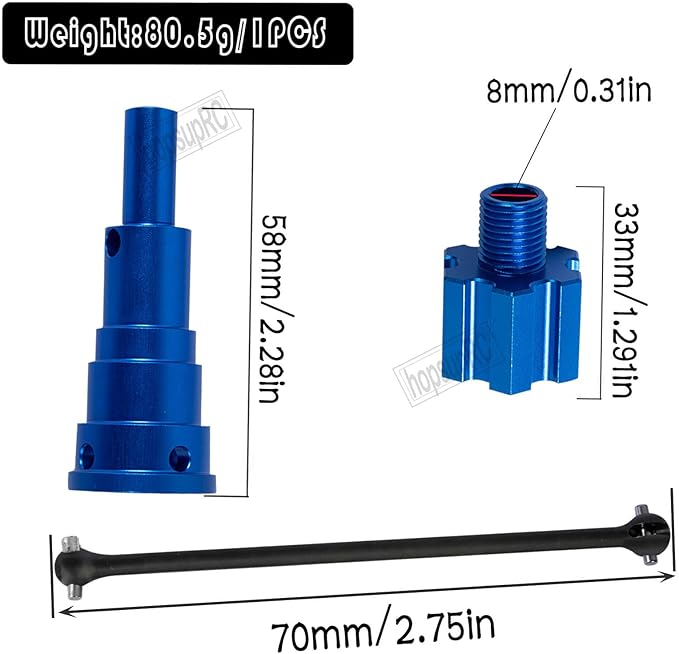 RC 10MM Drive Shaft CVD & Wheel Hex Hubs Upgrades Part for 1/5 X Maxx 8S Monster Truck45# Steel Driveshaft Front Rear Axles & Aluminum Wheel Nut & Wheel Hex Hops UpNavy Blue
