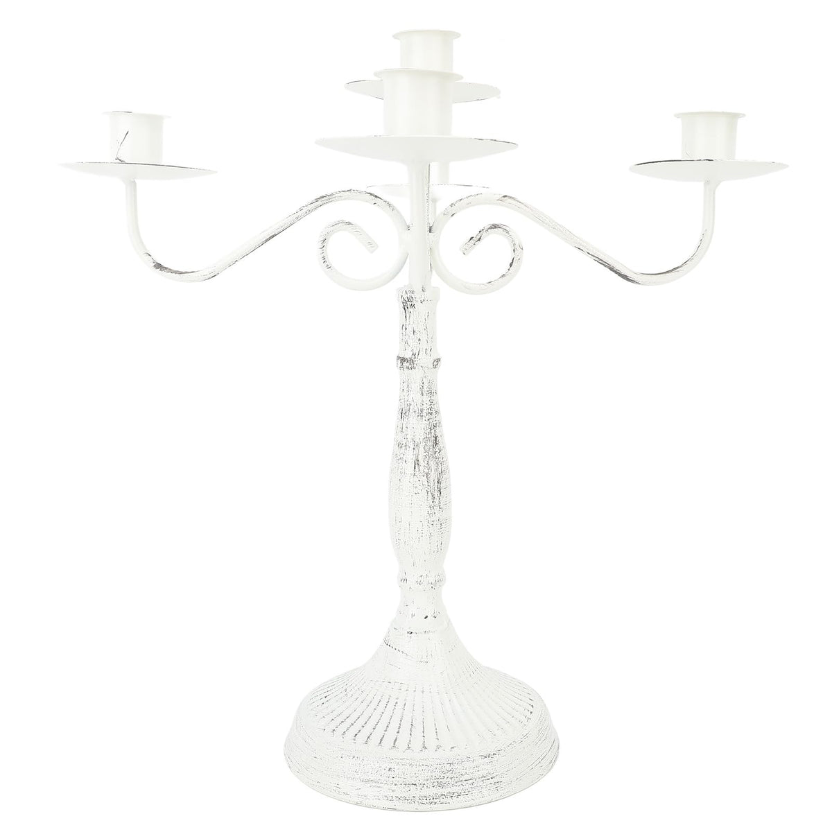 BEIJIALY 5 Arms Cast Iron Candlestick Holders, Metal Candelabra Rustproof Dampproof Iron Candle Holder Decorative Luxurious Candlestick Holder for Weeding Hotel