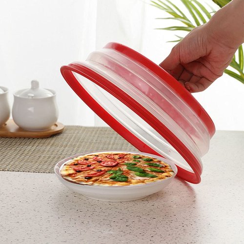 Collapsible Microwave Splatter Cover, Microwave Plate Cover With Steam Vent,BPA-Free Silicone & Plastic (black, 12.3IN)